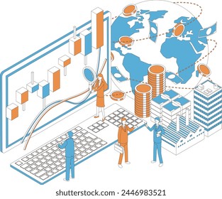 Illustration of stock trading and economic activities