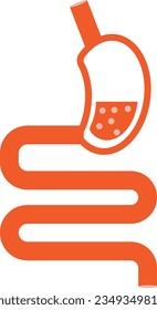 Ilustración del estómago del sistema digestivo humano sobre un fondo blanco