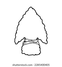 Ilustración de la punta de flecha de piedra. Elemento de diseño para afiche, tarjeta, pancarta, logotipo, emblema. Ilustración del vector