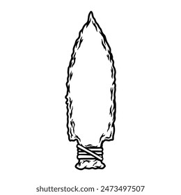 Illustration von Stein Pfeilspitze. Designelement für Plakat, Karte, Banner, Logo, Emblem. Vektorillustration