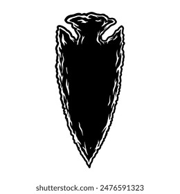 Illustration von Stein Pfeilspitze. Designelement für Plakat, Karte, Banner, Logo, Emblem. Vektorillustration