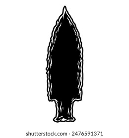 Illustration von Stein Pfeilspitze. Designelement für Plakat, Karte, Banner, Logo, Emblem. Vektorillustration