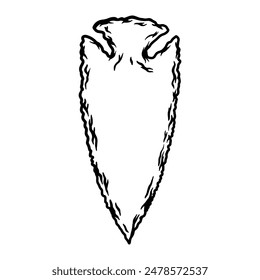 Illustration von Stein Pfeilspitze. Designelement für Plakat, Karte, Banner, Logo, Emblem. Vektorillustration