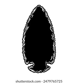 Illustration von Stein Pfeilspitze. Designelement für Plakat, Karte, Banner, Logo, Emblem. Vektorillustration
