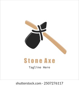 Illustration of a stone axe isolated on white background. It can be used as a logo or icon