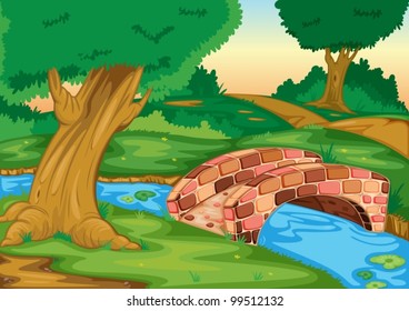 Illustration of a stone bridge