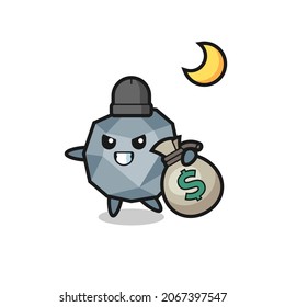 Illustration of stone cartoon is stolen the money , cute style design for t shirt, sticker, logo element