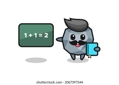 Illustration of stone character as a teacher , cute style design for t shirt, sticker, logo element