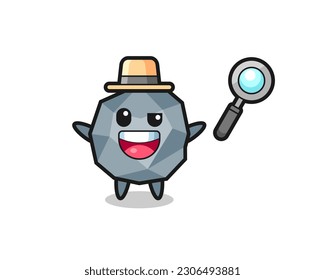 illustration of the stone mascot as a detective who manages to solve a case , cute style design for t shirt, sticker, logo element