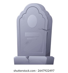Illustration of a stone tombstone with visible cracks on a white background. It represents themes of memory and loss, suitable for various creative projects.