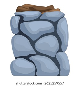Illustration of a stone wall protecting a layer of soil, useful for agriculture or gardening