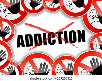 illustration of stop addiction problems abstract concept