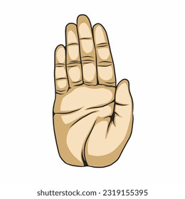 illustration of " stop" hand gesture icon in minimalistic and simple style. Good for stiker, editing, etc. 