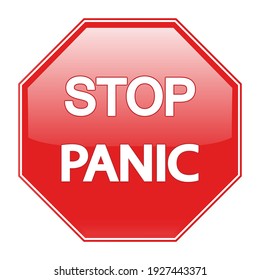 ilustración de Stop panic red sign con texto blanco dentro.
