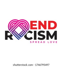 illustration of stop racist, spread love. Acting not to be racist, for equal humanity