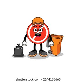 Illustration von Stoppschild-Cartoon als Müllsammler , Zeichendesign