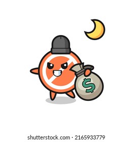 Illustration of stop sign cartoon is stolen the money , cute style design for t shirt, sticker, logo element