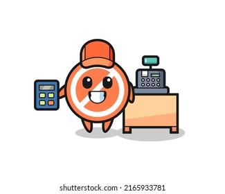 Illustration of stop sign character as a cashier , cute style design for t shirt, sticker, logo element