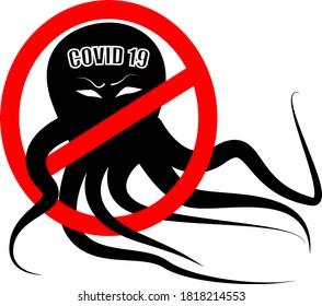 Illustration stop sign for coronavirus.The coronavirus is a monster.