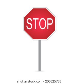 Illustration of a stop sign isolated on a white background.