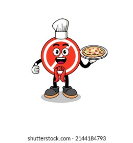 Illustration of stop sign as an italian chef , character design