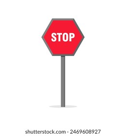 Illustration of a stop sign on the side of the road.