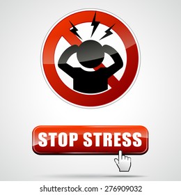 illustration of stop stress sign with web button