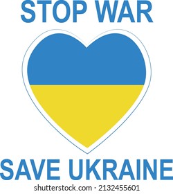 Illustration of Stop War concept on Ukraine flag background. No war and military attack in Ukraine poster. Concept of Ukrainian and Russian military crisis, conflict between Ukraine and Russia. 