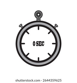 Illustration of a Stopwatch Displaying Zero Seconds in Silver and Black