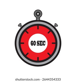 Illustration of a Stopwatch Showing 60 Seconds in Bold Design
