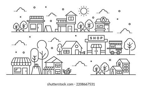 Illustration of store building in line style