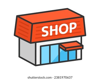Illustration of the store exterior (3D line drawing).