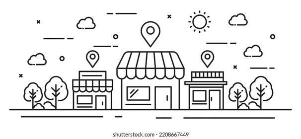 Illustration store location concept in line style