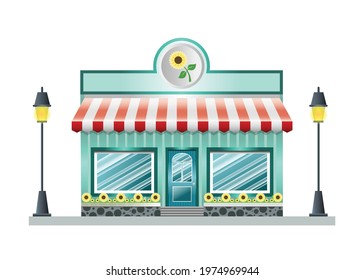 illustration of store, a simple store design, suitable for business, store, background, promotion, mobile application, website, promotion online shop, and other, Flower store