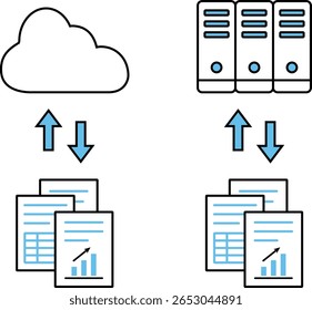 Illustration of storing and retrieving data on the cloud or server
