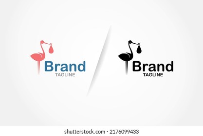 Illustration of a stork and baby carrier logo, suitable for your products and services