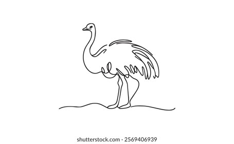 illustration of a stork line art isolated on white