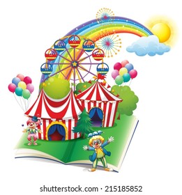 Illustration of a storybook about the carnival on a white background