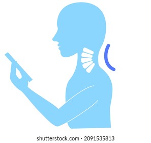 Illustration of straight neck and smartphone
