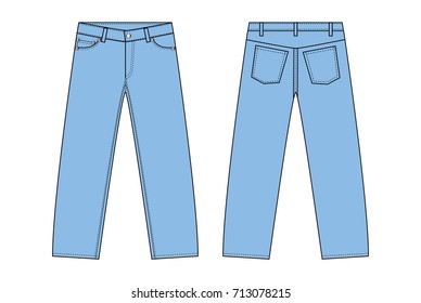 Illustration of straight slim denim pants