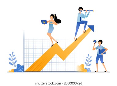 Illustration of strategy and planning to improve employee performance in achieving target market and share. Vector design can be use for website, web, poster, banner, flyer, mobile apps, social media