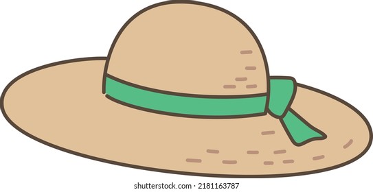 Illustration of a straw hat with a ribbon