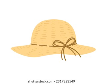 It is an illustration of a straw hat with a string ribbon.