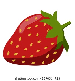illustration of strawberries, vector strawberries, red strawberries with green leaves, red fruits, sour fruit taste