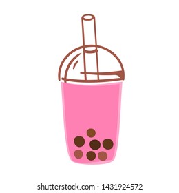 illustration the strawberry bubble tea