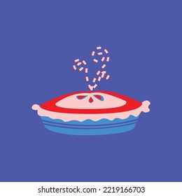 Illustration of strawberry cupcake vector with blue background