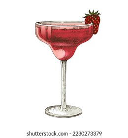 Illustration of a Strawberry daiquiri cocktail 