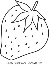 An illustration of a strawberry with distinctive hand drawn lines