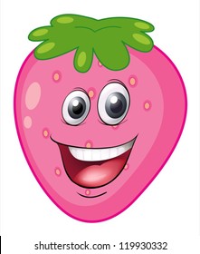 illustration of a strawberry with a face on a white background