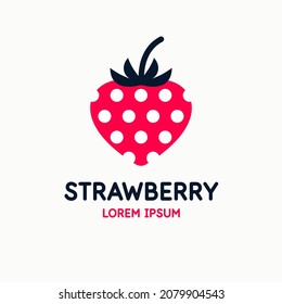Illustration of a strawberry in a flat style. Isolated image on a light background. Vector icon.